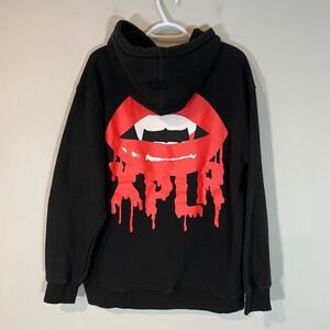 XPLR Sam and Colby Fangs Vampire Lips Black Hoodie Mens Large Pullover Merch